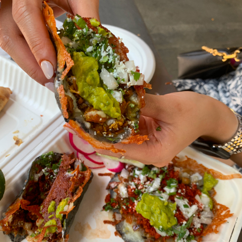 I don't usually take pictures of my tacos, since we get pretty standard street tacos from a local stand. These are special, though. They're Villa's Tacos; 3 different tacos, each with a different meat and different toppings.