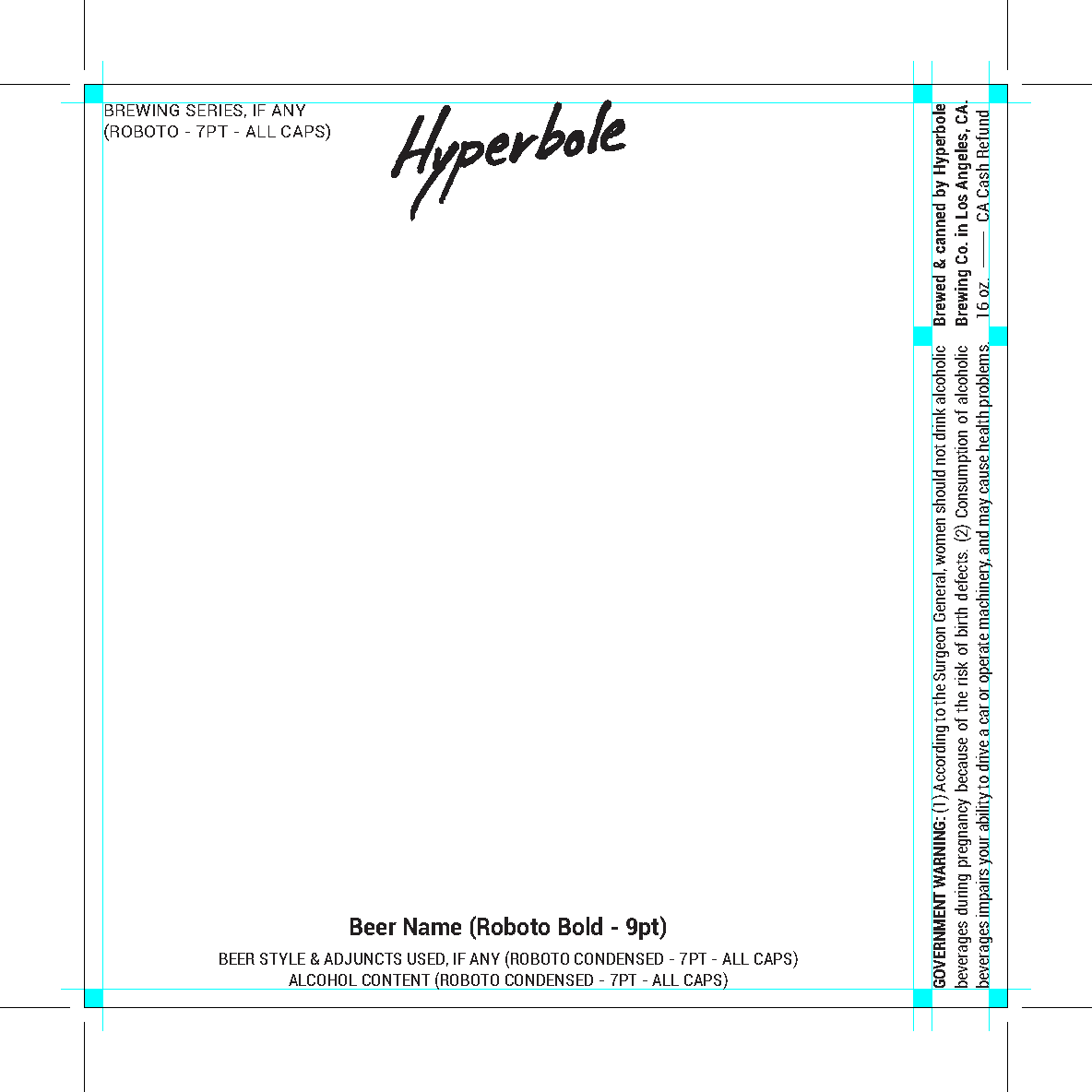 A beer label layout with rulers to show even spacing.