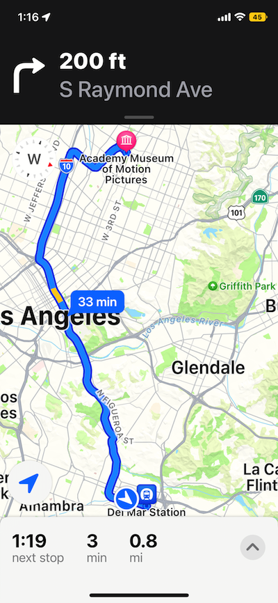 Low-fidelity wireframe of GPS directions