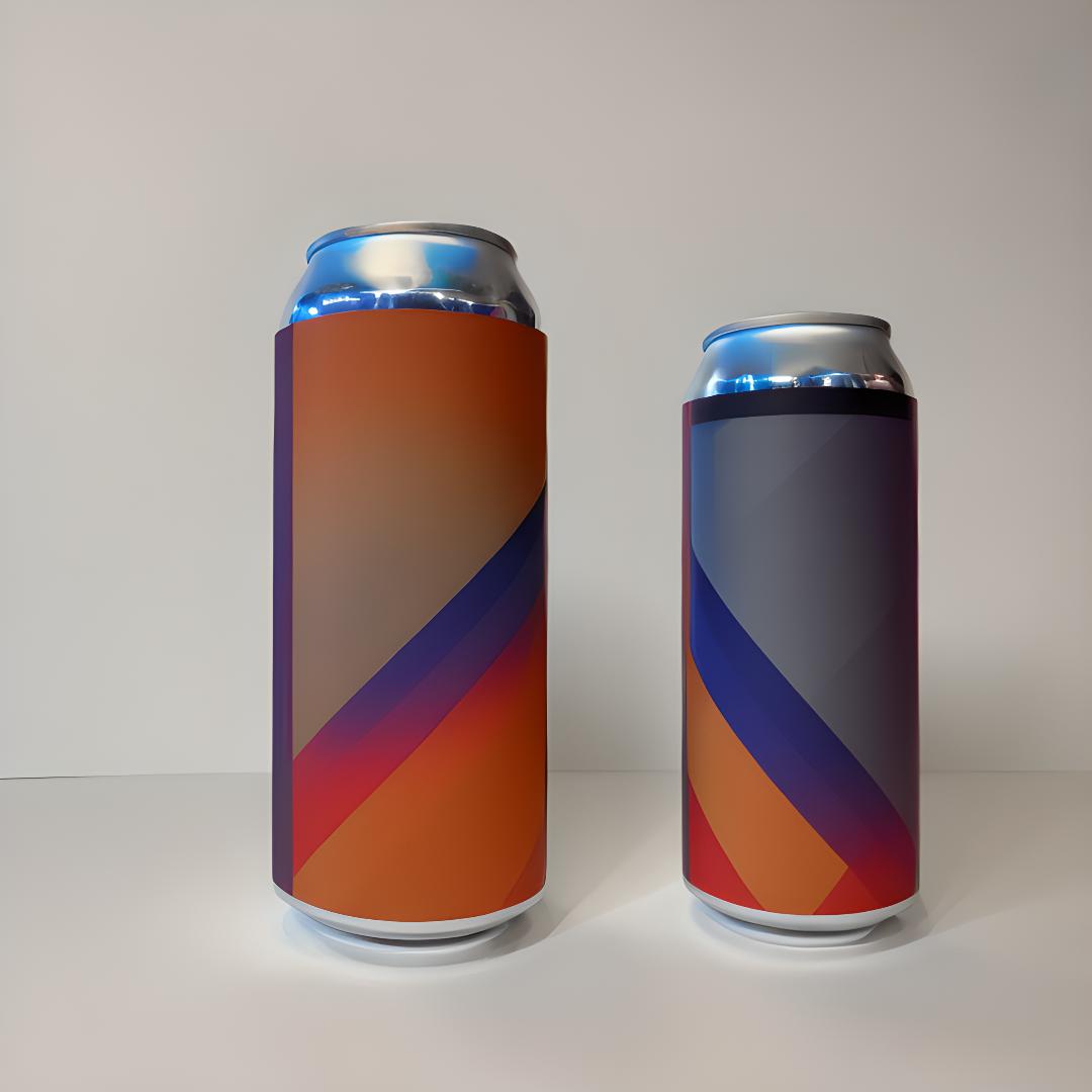 An AI-generated image of 2 beer cans on a white table with a white background.