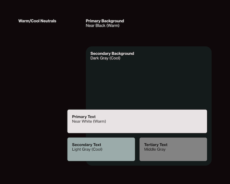 A color palette shows the same color swatches as the pure image, but these are slightly shifted to a color; the black is slightly lighter and tinted red, the gray is slightly blue, and the white is slightly red.