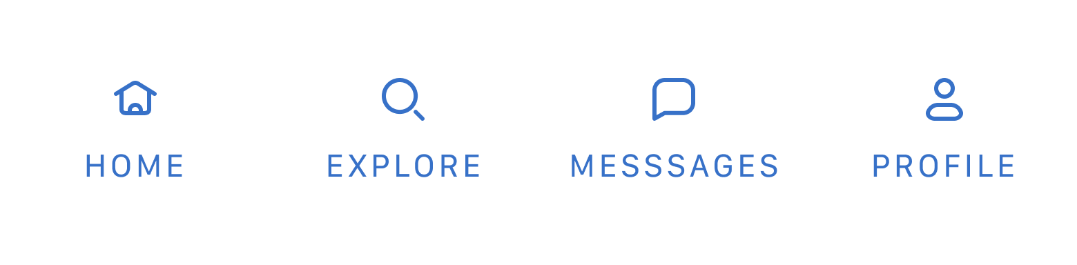 A title bar, which would go at the top of the app, containing the logotype on the left and 2 buttons, one to Create a Post and one for Notifications, on the right.